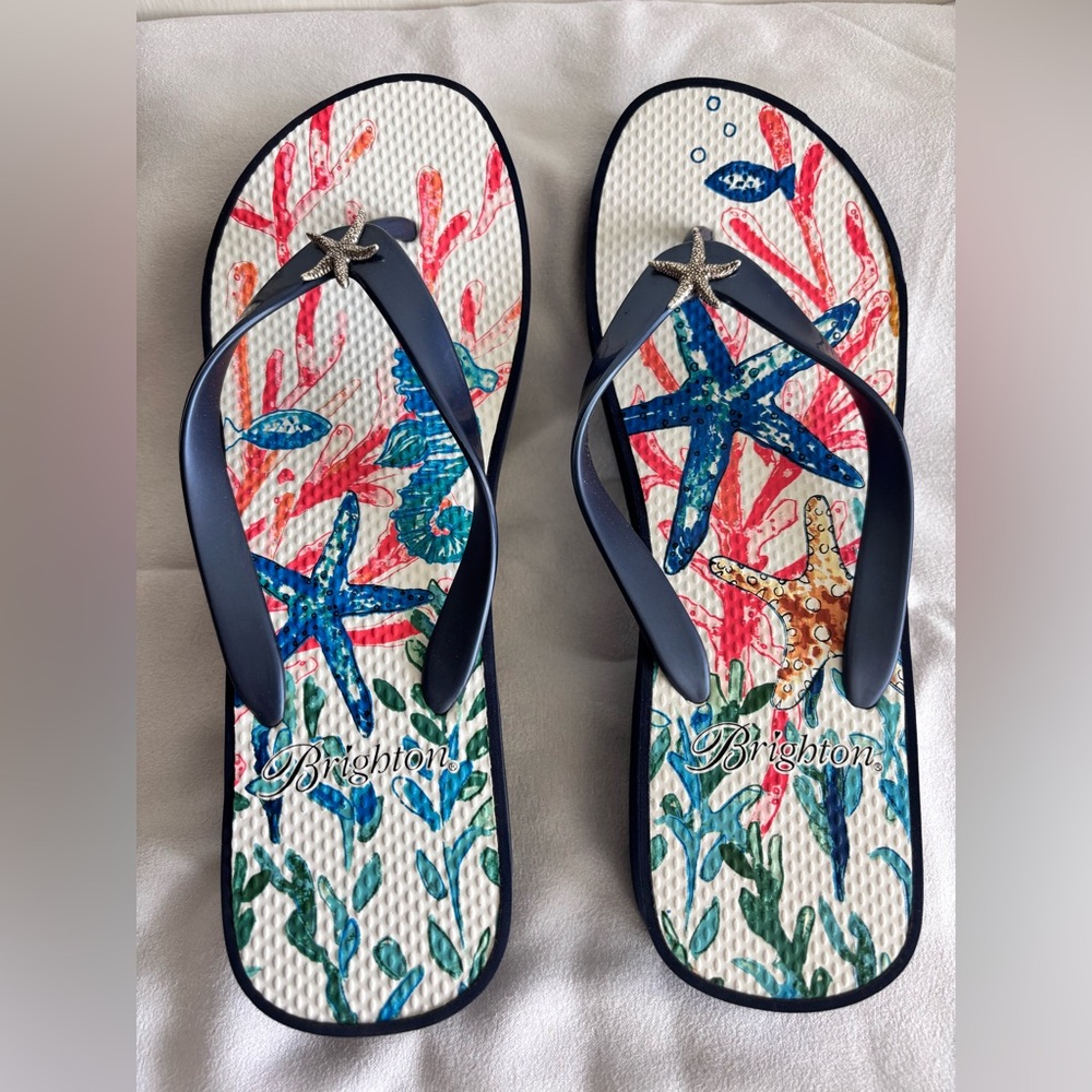 Brighton Multicolored Scuba Flip Flops Sandals Size 10